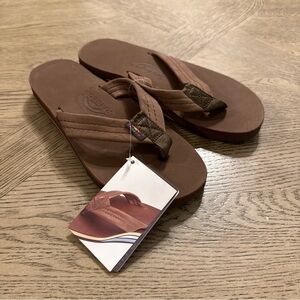 Rainbow Sandals Premier Single Layer Wide Strap Mens Dark Brown Small 7.5-8.5